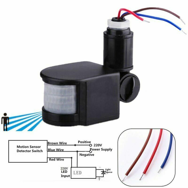 ED Outdoor 110-220V Infrared PIR Motion Sensor Detector Wall Light Switch 140°