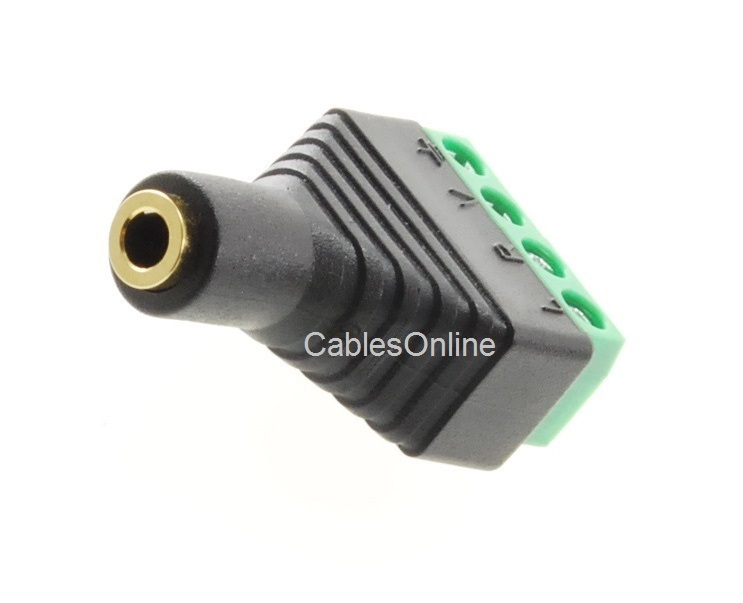 3.5mm 1/8″ TRRS Female Jack to AV 4-Screw Terminal Block Balun Connector