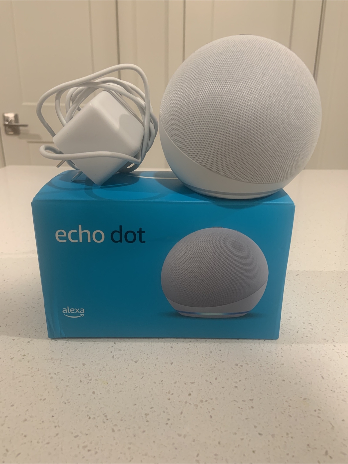 Amazon Echo Dot (4th Gen) Smart speaker and Alexa – Glacier White