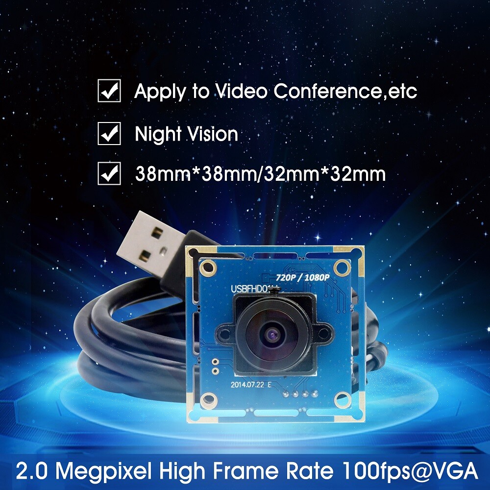 ELP 2MP USB Camera Module 1920×1080 Webcam OmniVision 1/3″ CMOS OV2710 HD Camera