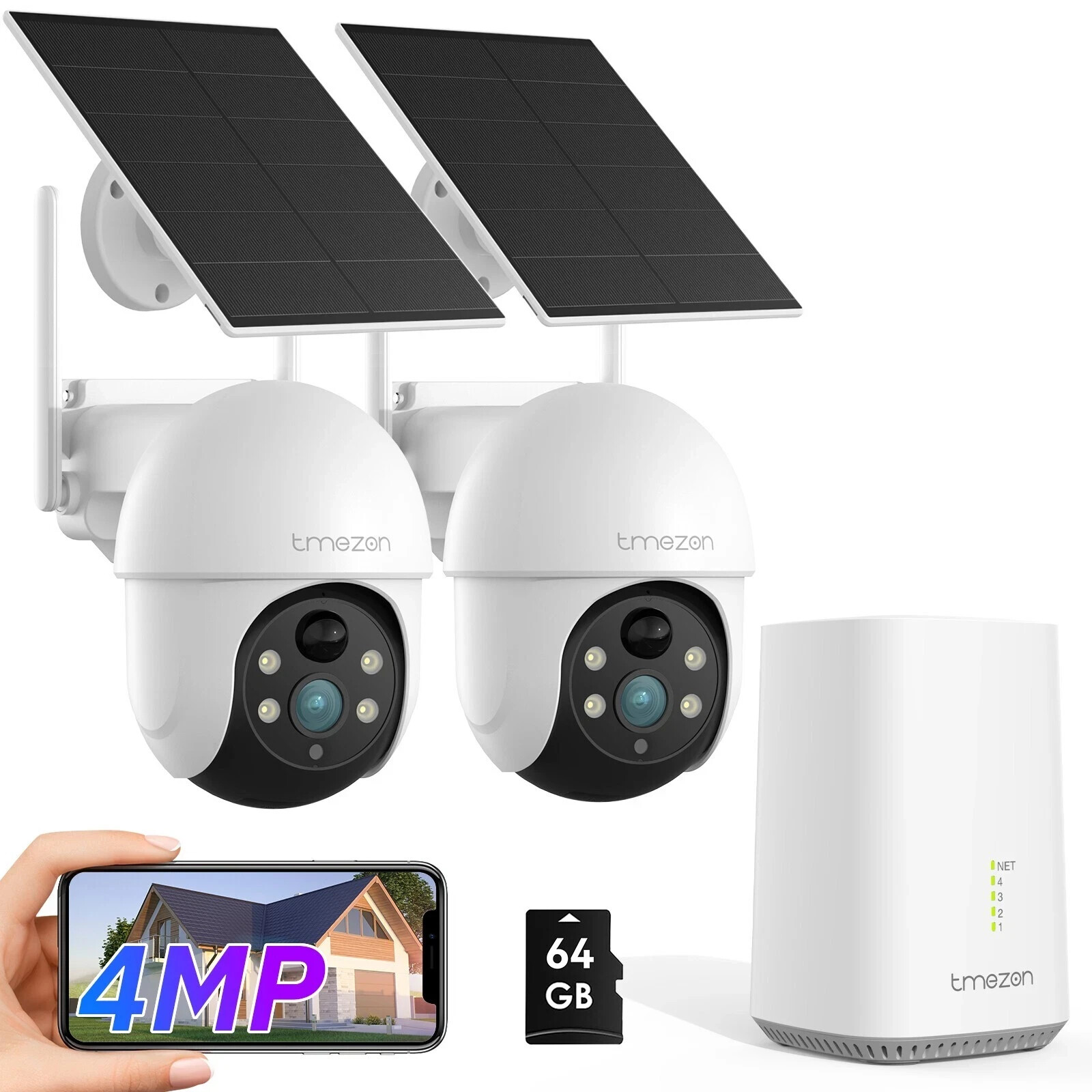 Solar Battery Powered Wireless Security Camera System WiFi IP Outdoor Home HDMI