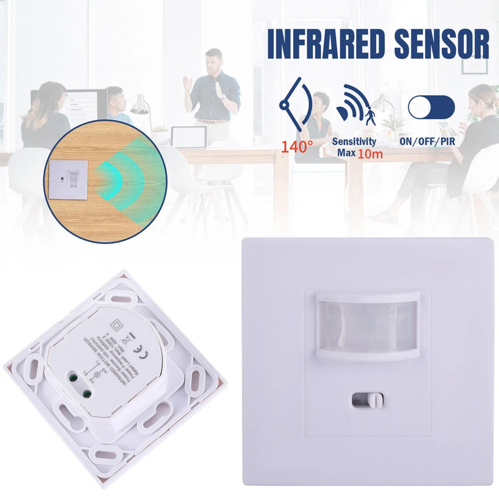 AC100-240V Infrared Sensor Switch Adjustable Delay Time for Lighting Control