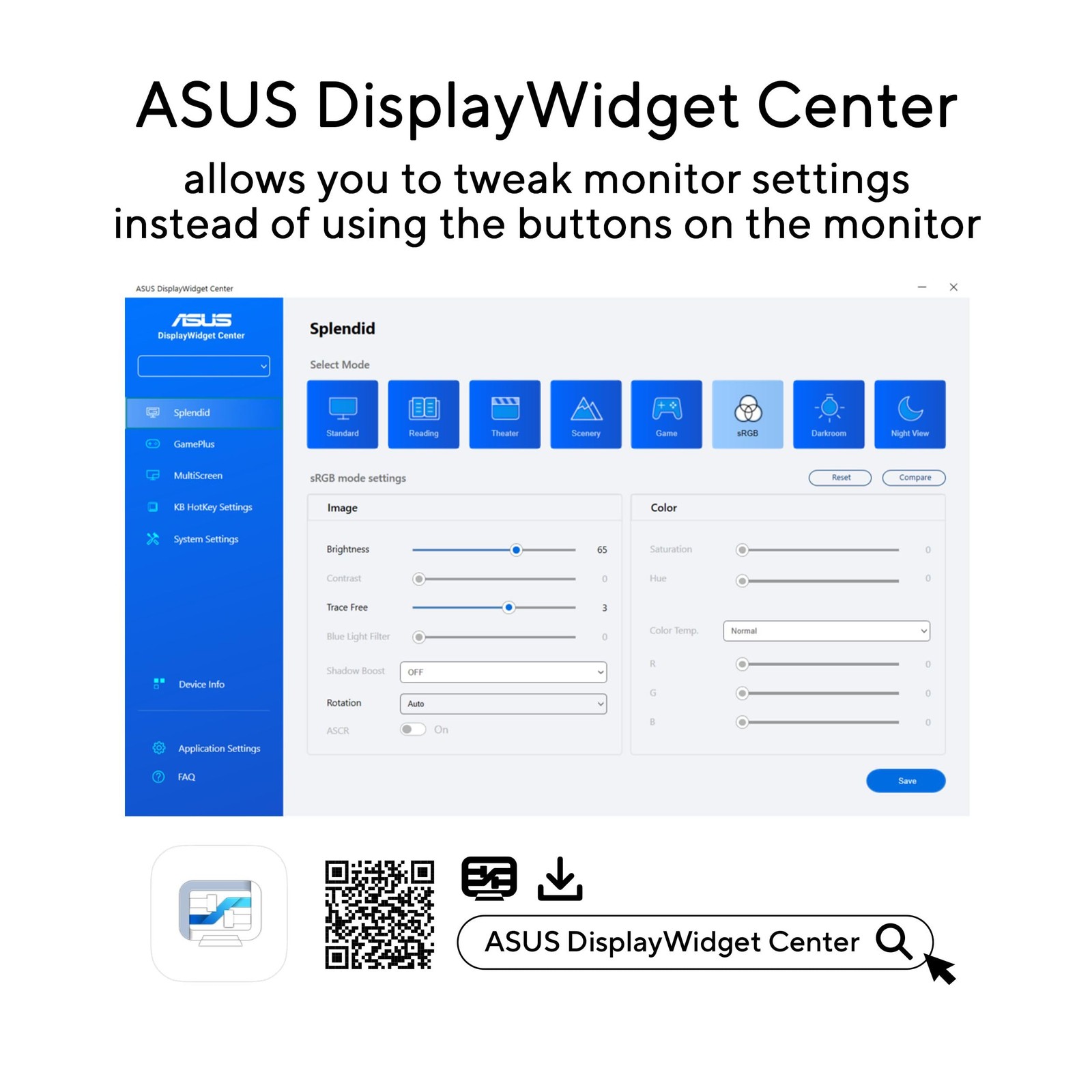 Asus 27 1440P Eye Care Monitor Va27Aq – Ips Qhd 2560 X 1440 99 Srgb Frameless