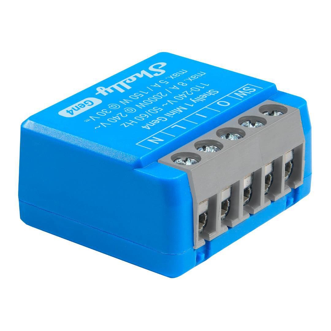 Shelly 1 Mini Gen4 Compact Smart Relay Switch with Dry Contacts (8A) – Open Box