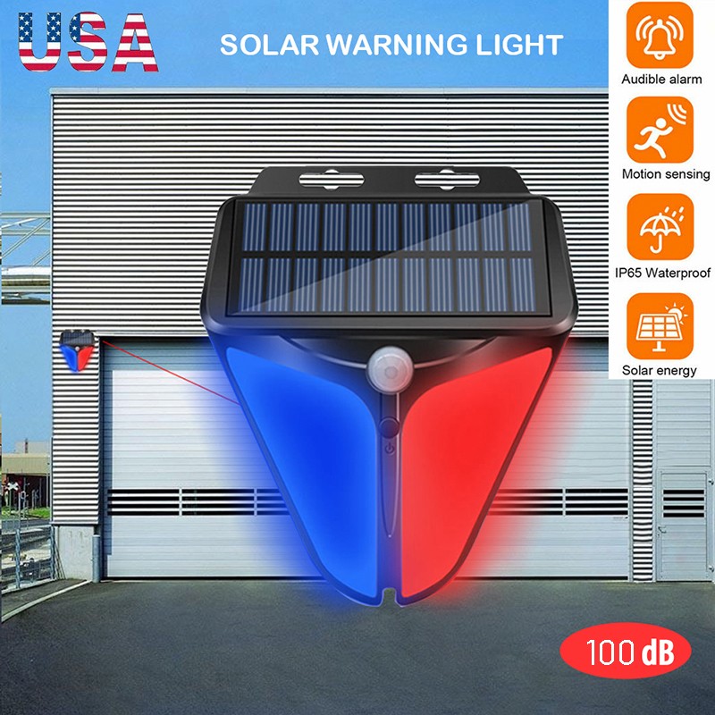2/4Pcs LED Solar Alarm Strobe Light Lamps Motion Sensor Sound Security Outdoor