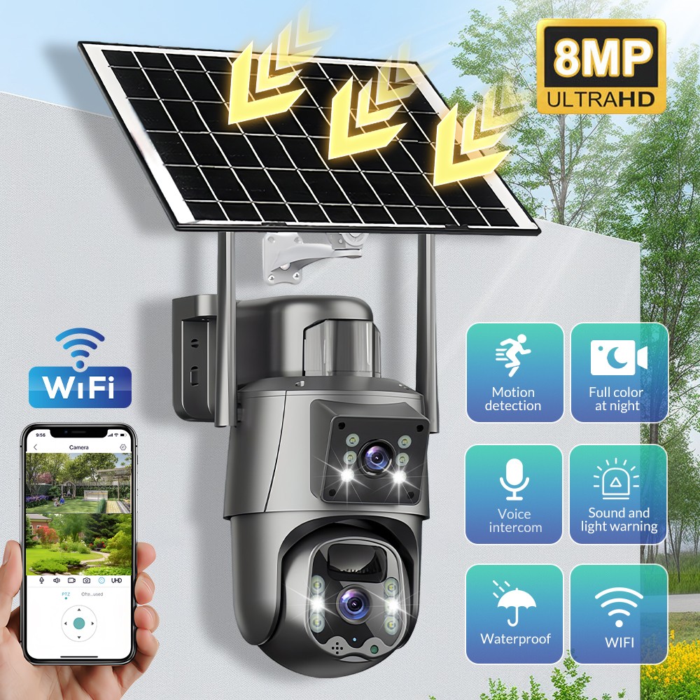 Upgraded Solar Battery Powered Wireless WiFi Outdoor Home Security Camera CCTV