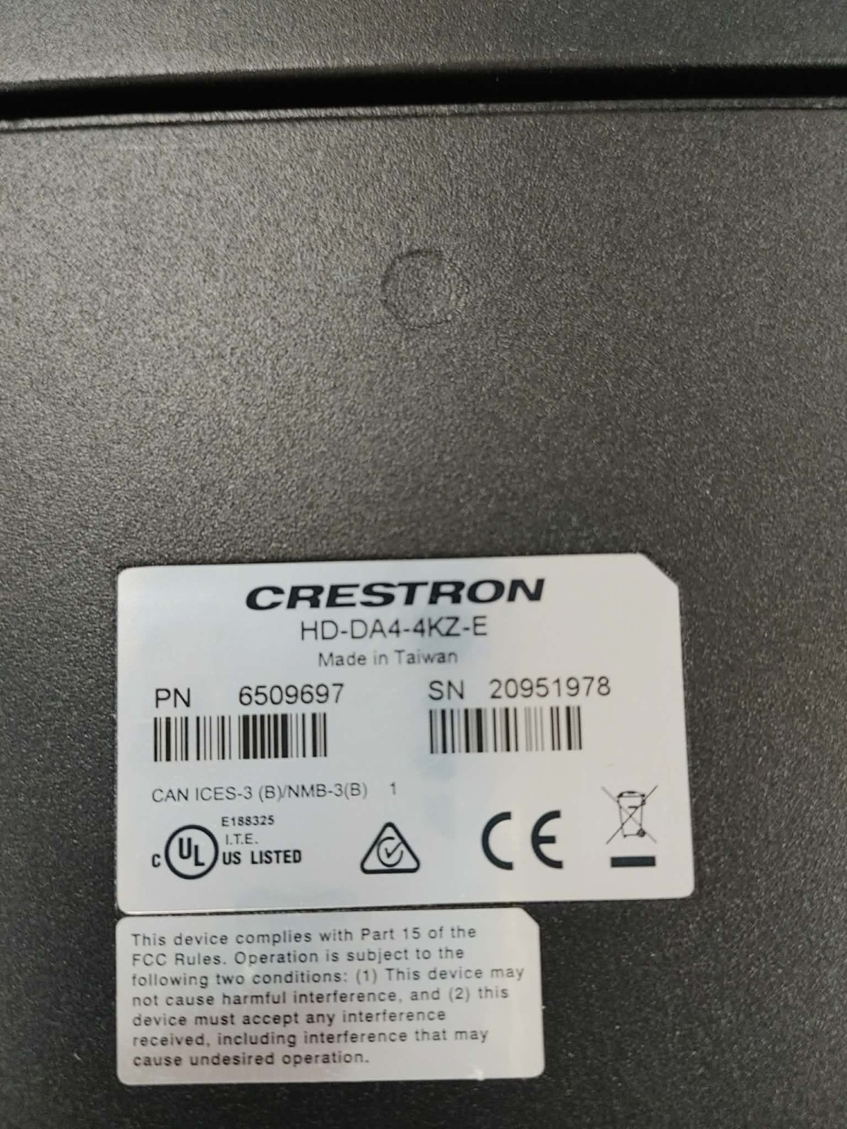 Crestron HD-DA4-4KZ-E 4K60 4:4:4 HDR Distribution Amplifier