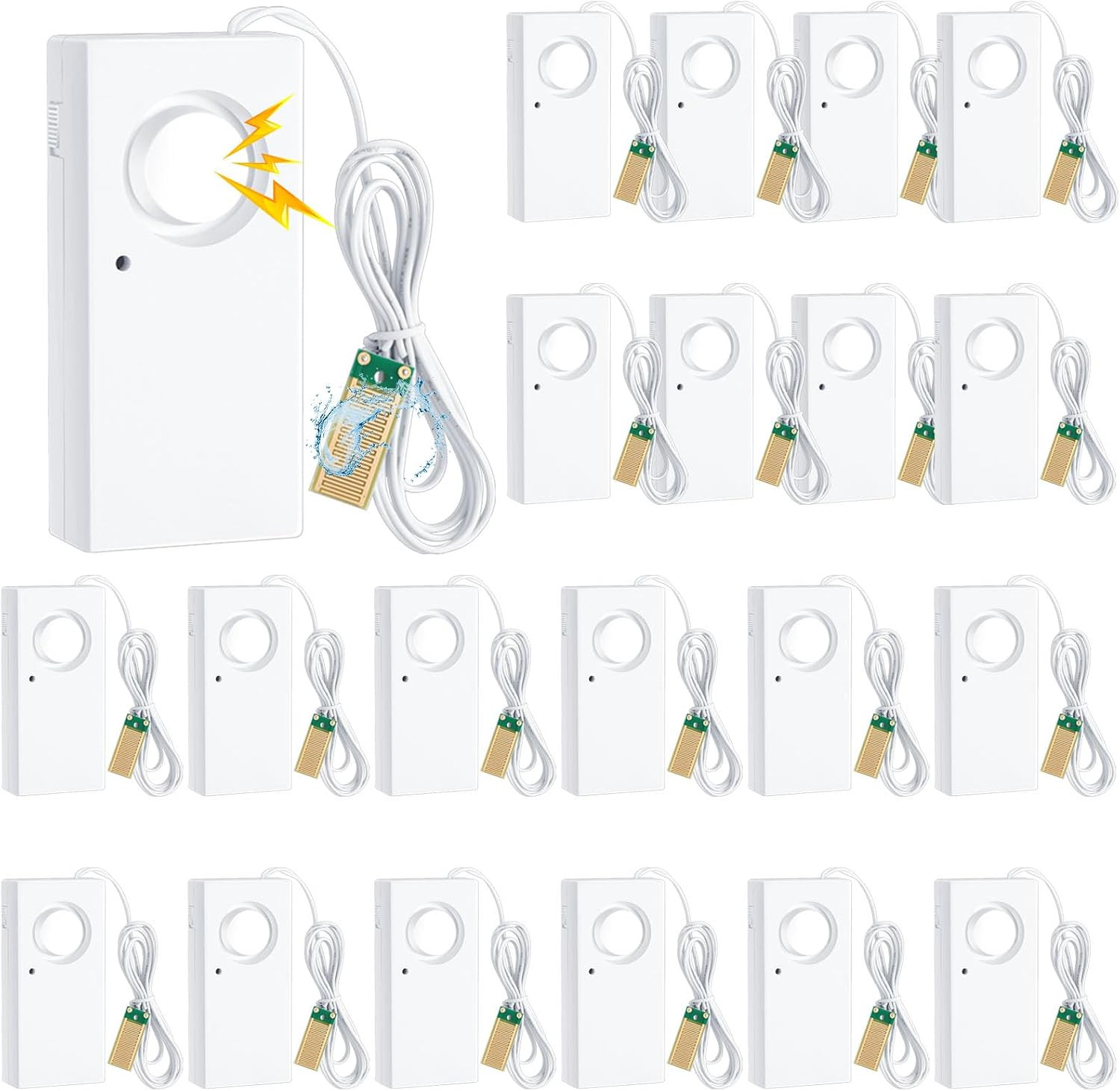 Hoteam 20 Pcs Water Sensor Alarm Leak Detector 120Db Water Leak Alarm 9V Battery