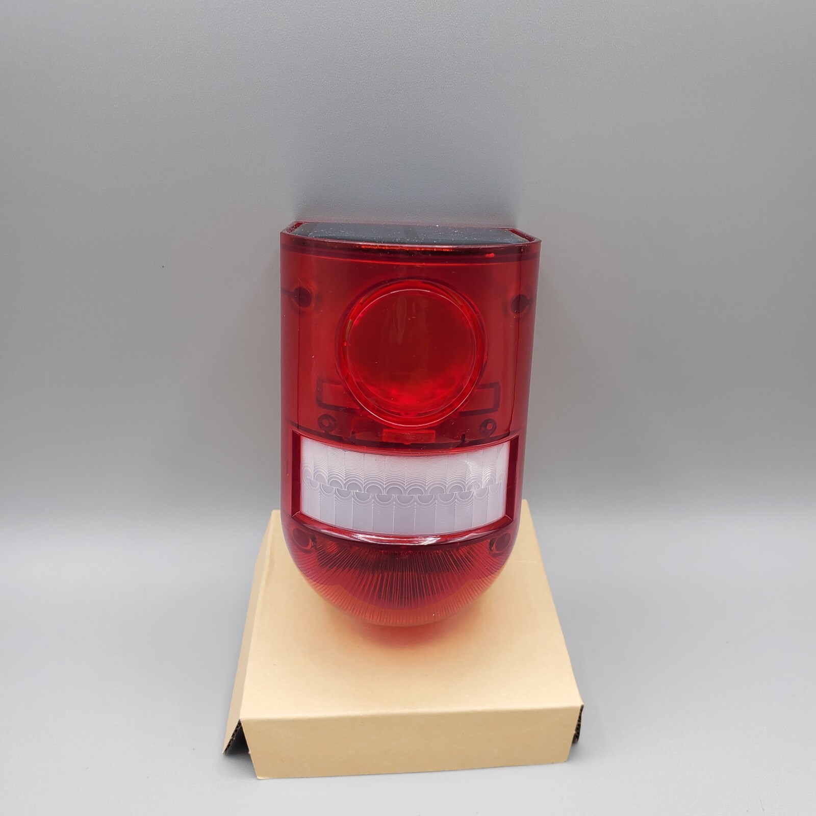 Solar Warning Alarm Strobe Light Motion Sensor Waterproof Outdoor Security