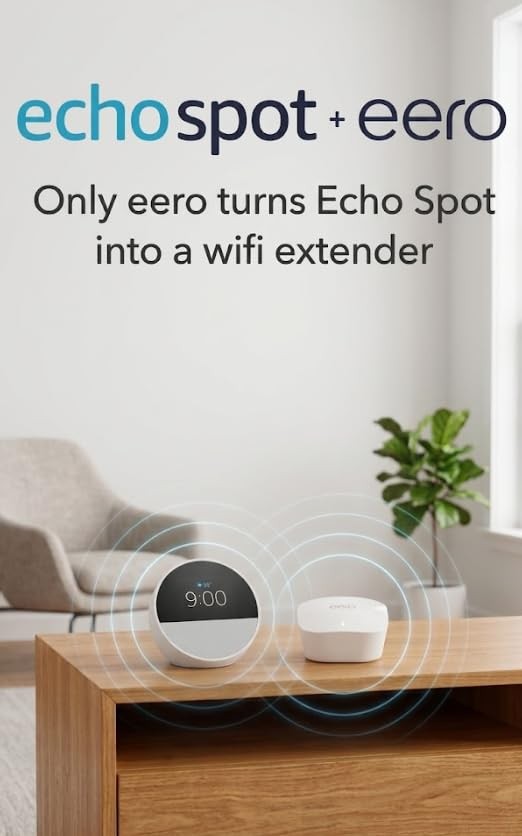 Amazon Echo Spot (newest model), Great for nightstands, offices Ocean Blue