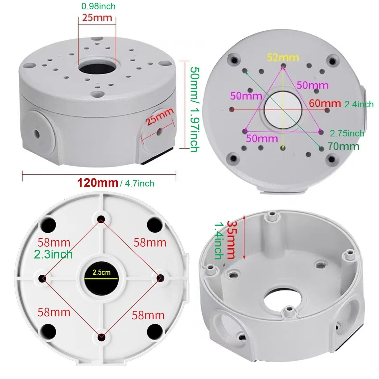 1 Pack Dome Camera Junction Box,Security Camera Bracket,CCTV IP Surveillance …