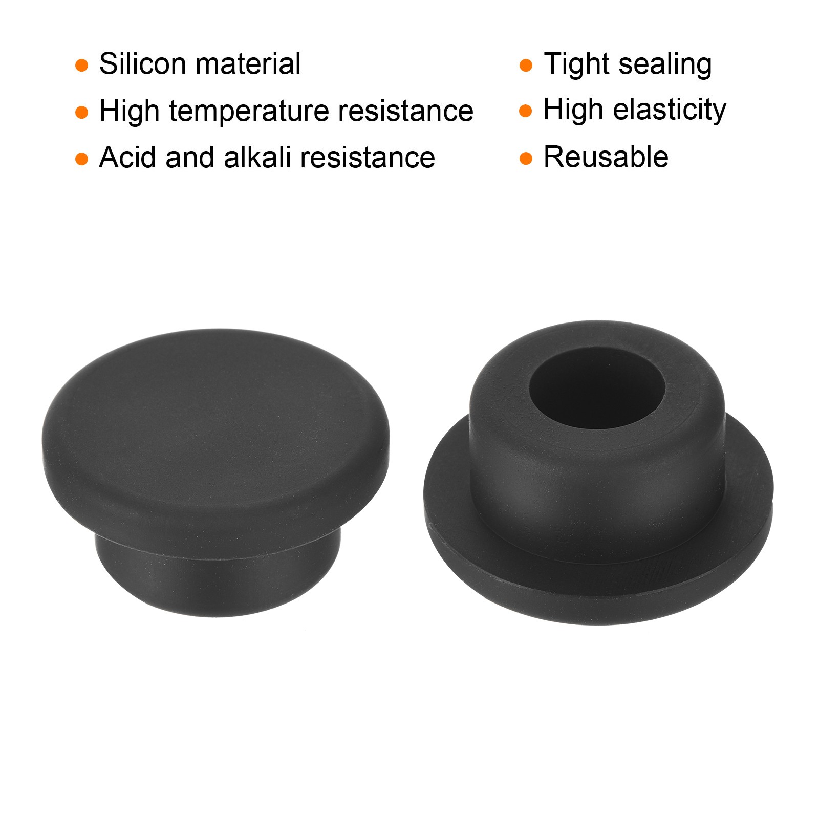 High Temp Silicone Plug t Shaped Silicon Stopper Black 29x14x4mm 12pcs