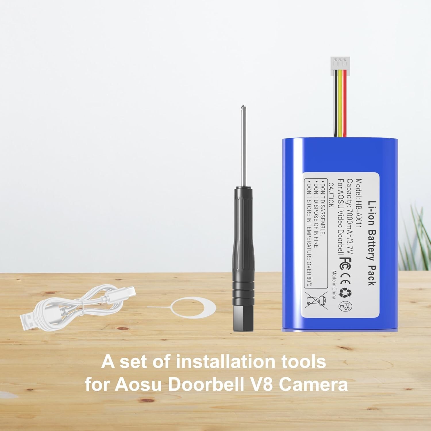 Upgraded 7000mAh Rechargeable Battery for AOSU Doorbell Camera V8S V8P