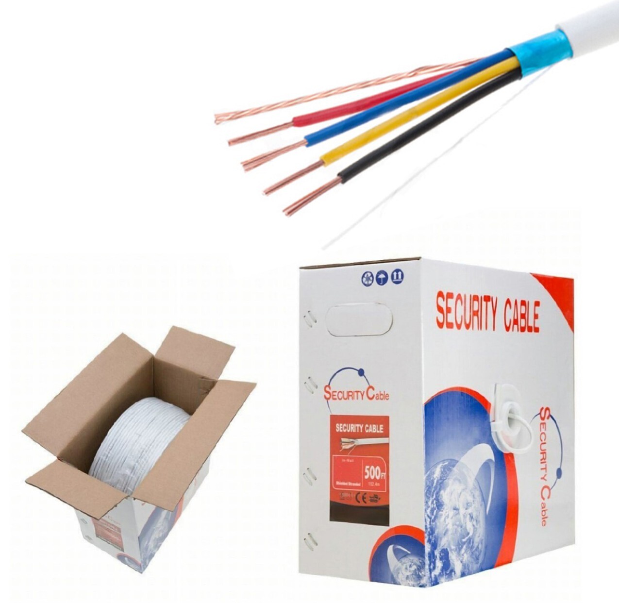 500ft Alarm Security Cable 22/4 Gauge Solid FTP Shielded CCA Burglar Alarm Wire
