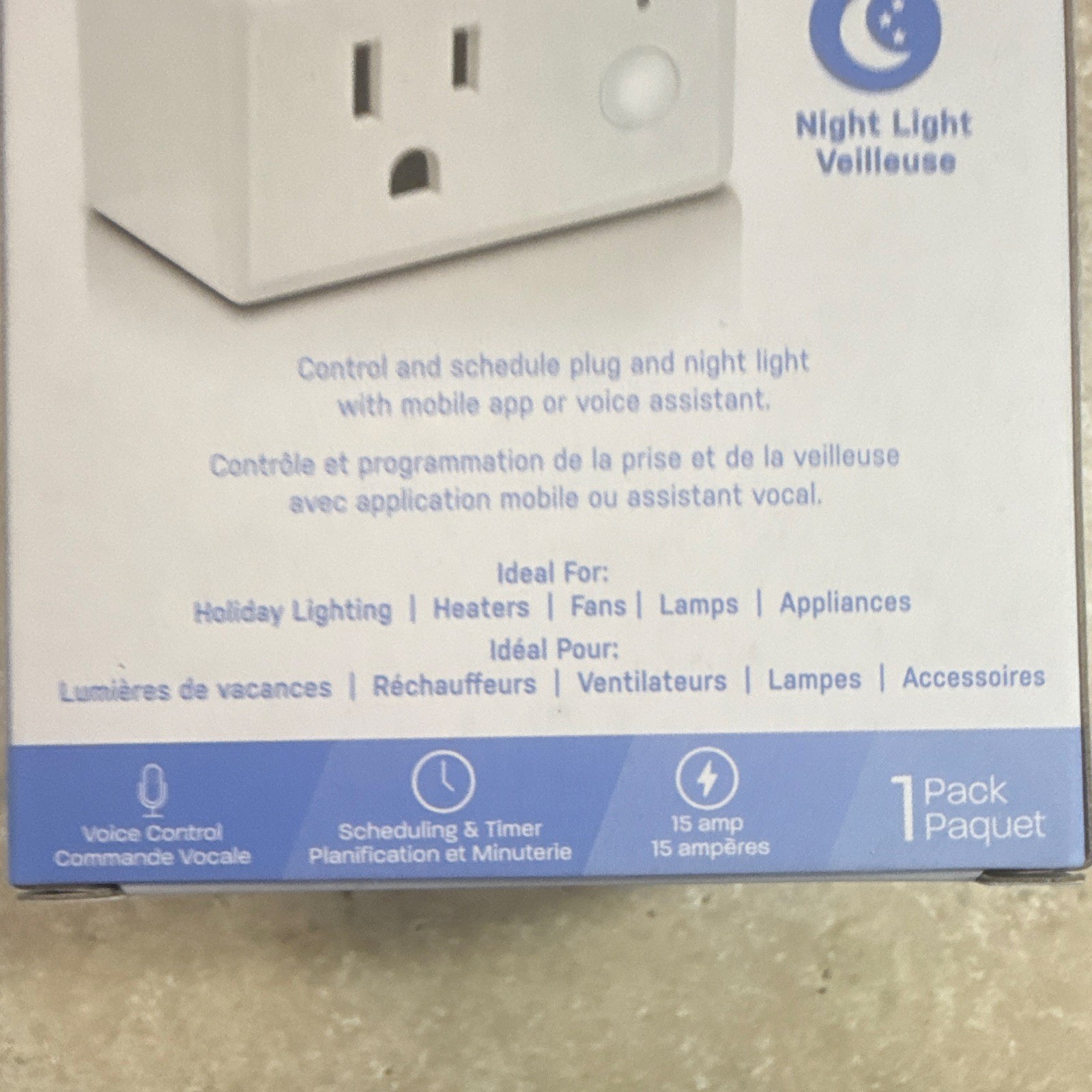 Feit Electric Smart WiFi Plug w/ Night Light Alexa Google Siri 120V 15A White