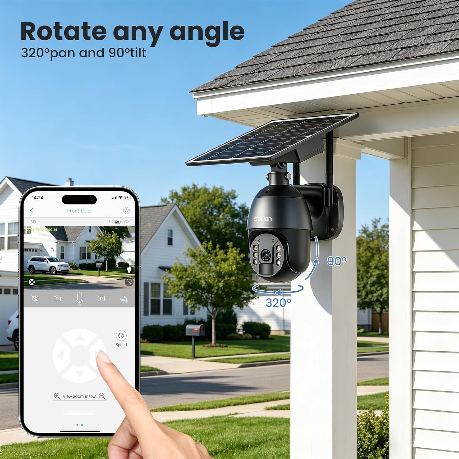 SOLIOM S600 4G LTE Solar Security Camera 1080P Pan Tilt No WiFi Black