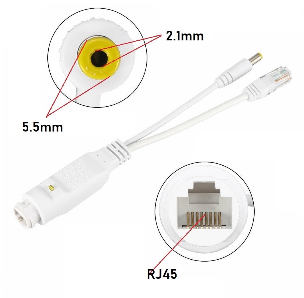 POE Splitter Waterproof Power Over Ethernet Splitter Adapter DC 18-60V to 12V