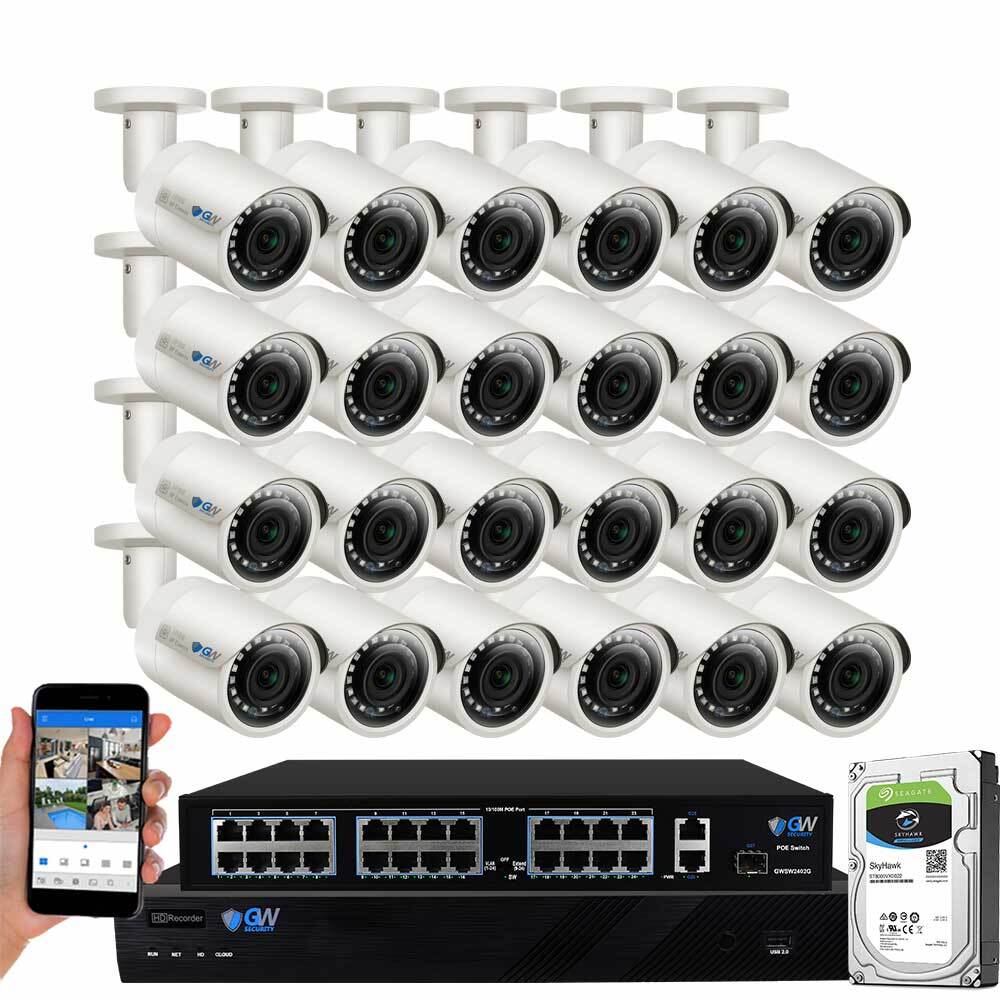 32 Channel 4K NVR 24 5MP 1920P PoE IP Camera Microphone Outdoor Security System