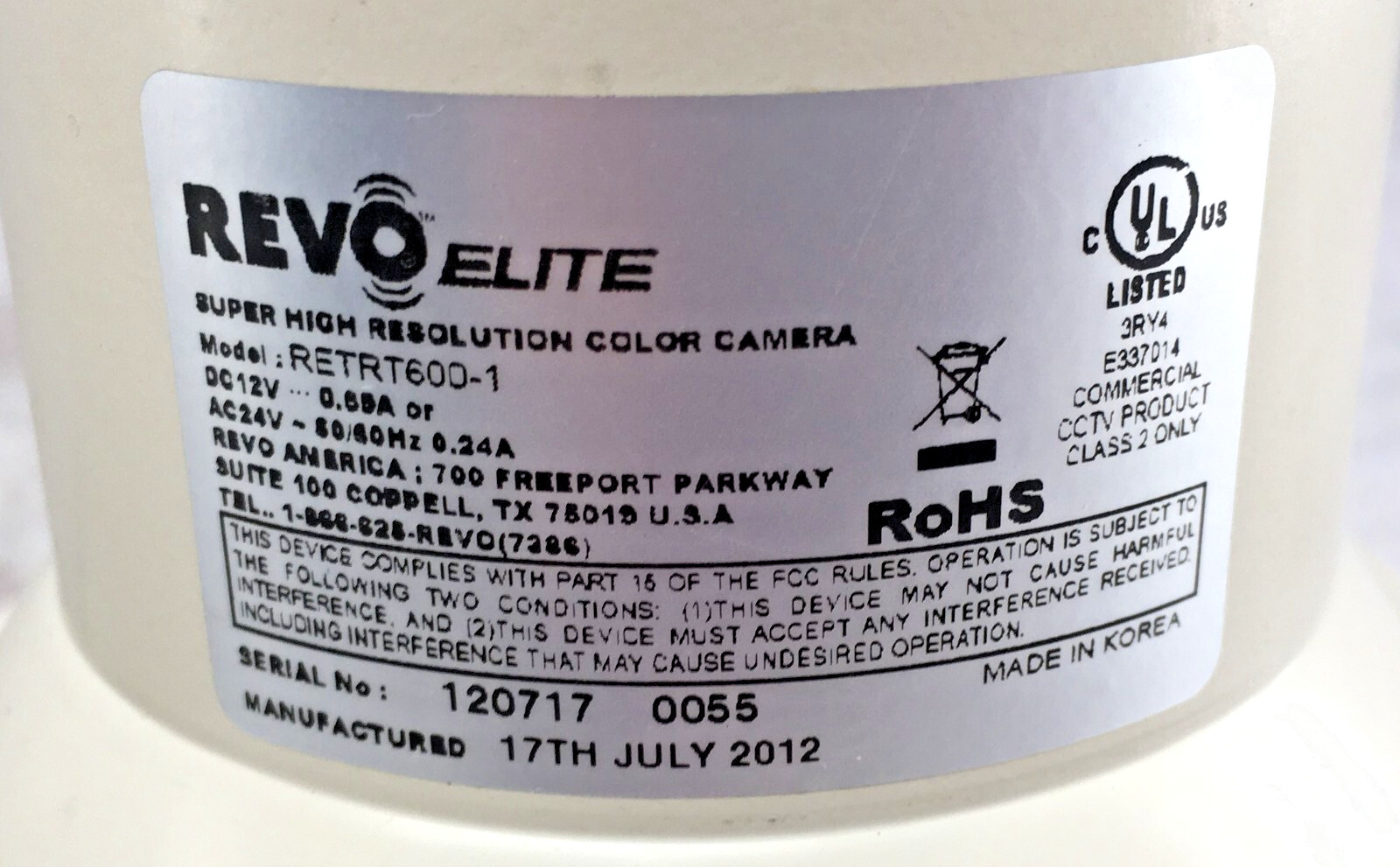 Revo Elite Camera Model RETRT600-1 (PAIR)