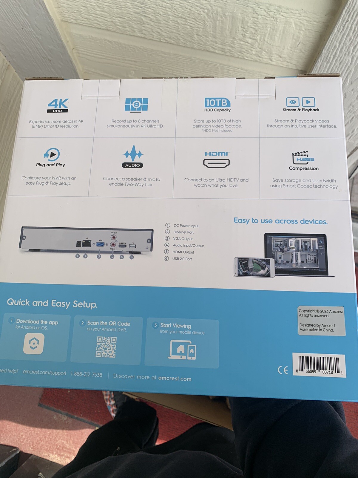 Amcrest NV4108-A2 4K 8CH NVR (1080p/3MP/4MP/5MP/8MP) Network Video Recorder