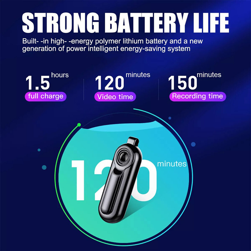 Mini Wearable Necklace Camera Full HD Video Audio Voice Recording Small Recorder