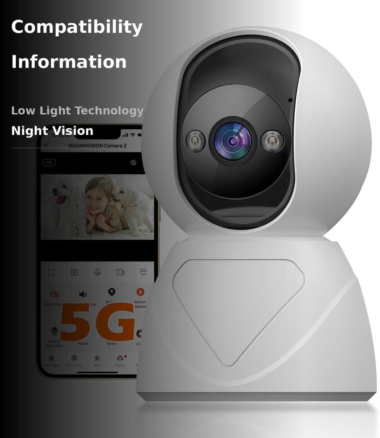 Auto-Focus 3MP Indoor Security Camera – Interactive 2-Way Audio & Siren Alarm
