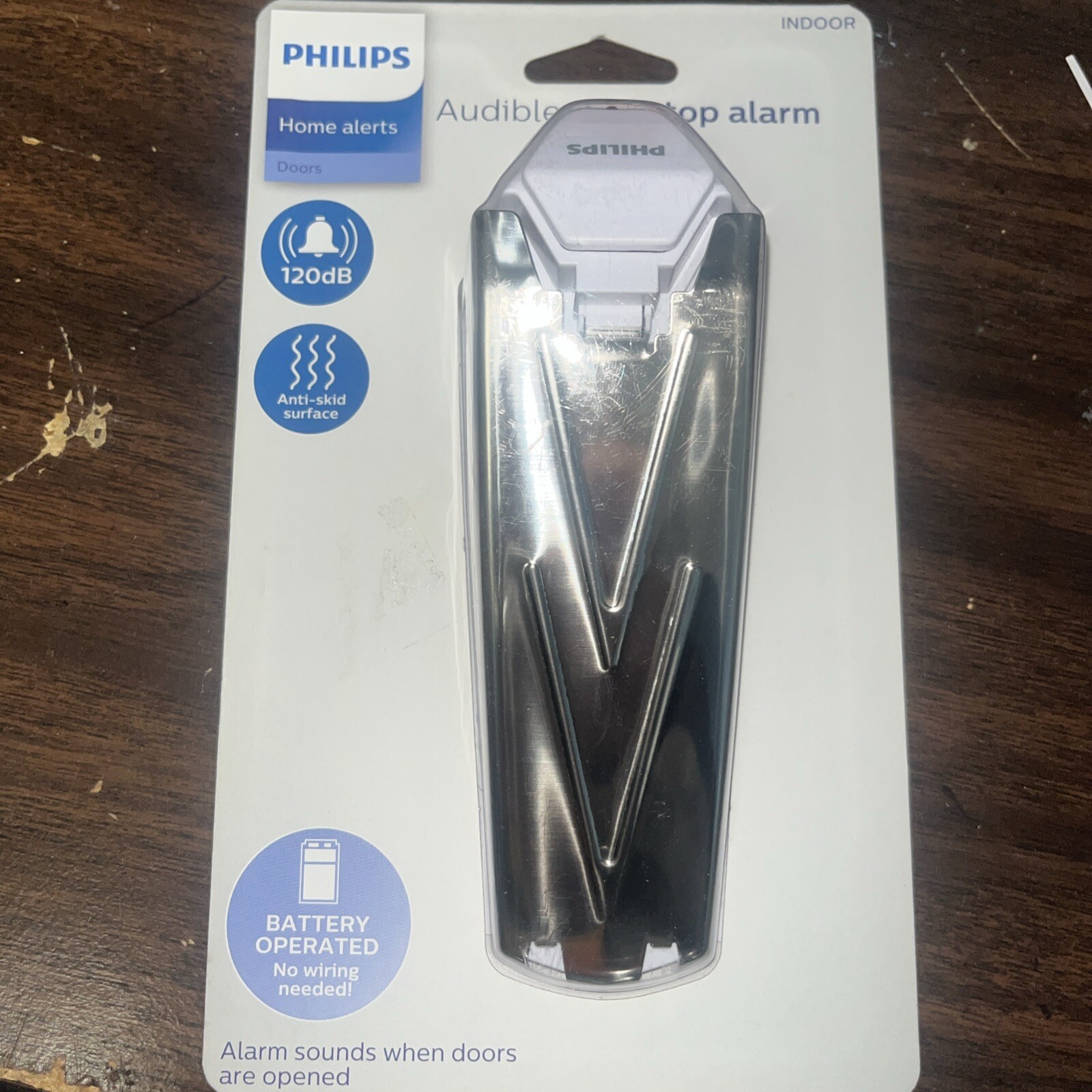 Alarm Door Stop Pressure Activated 9-Volt Battery, Portable, by PHILIPS – NEW