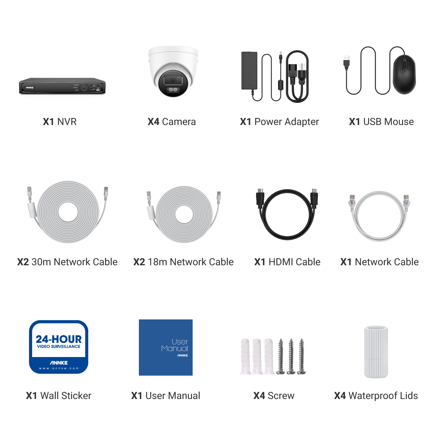 ANNKE 12MP 8CH NVR 4K Audio POE Security Camera System Outdoor Color Night IP67