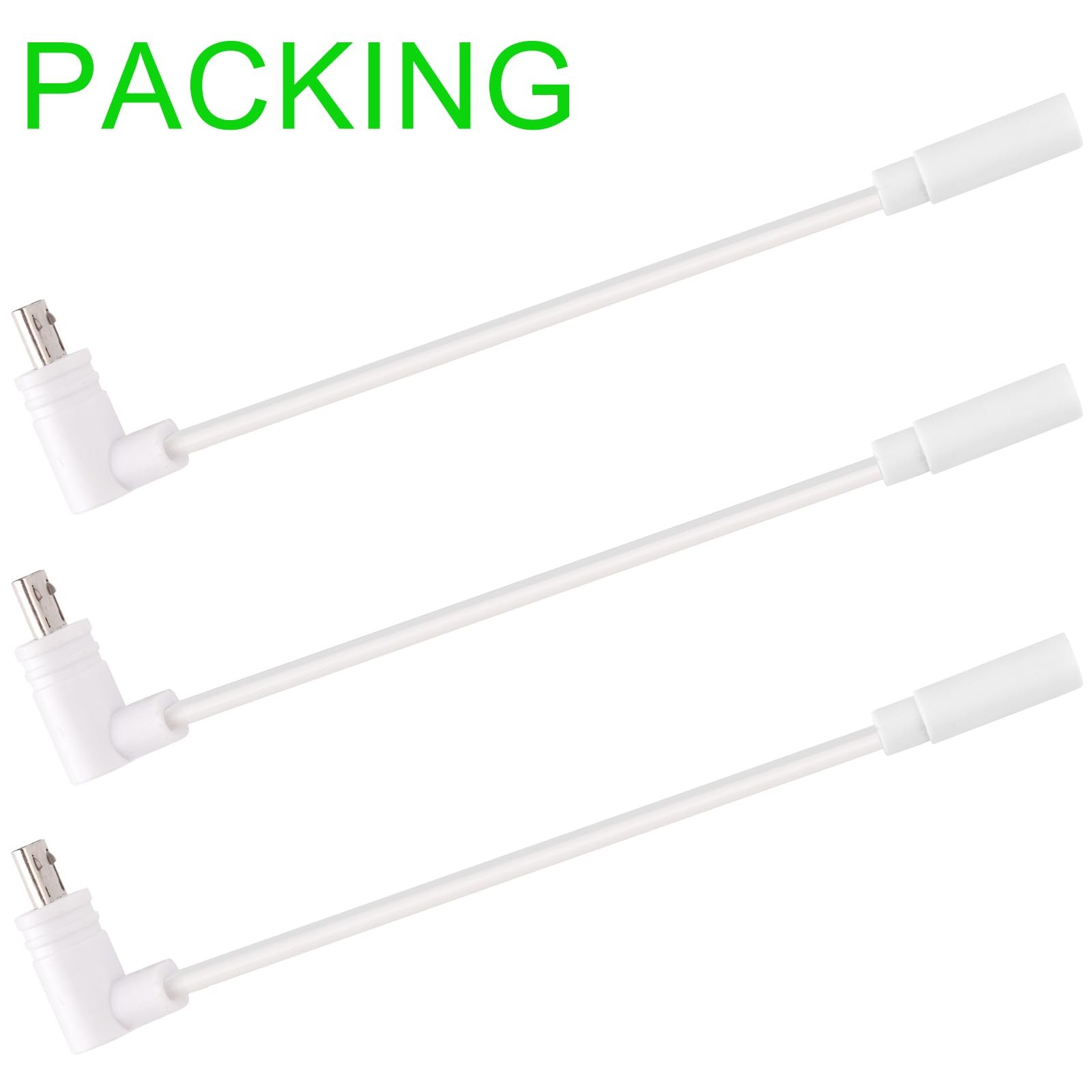 Uogw 3 Pack 90° Micro-USB Extension Cable Compatible with 5 inches, White