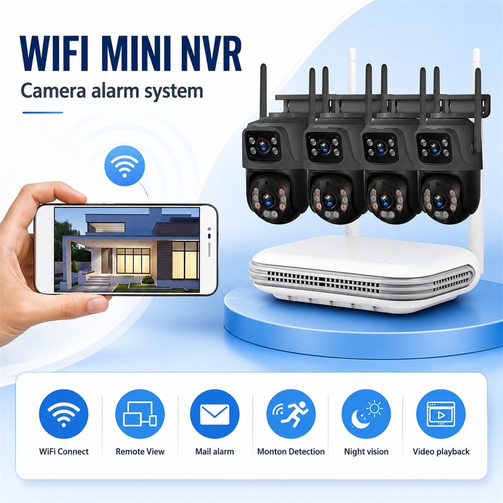6MP Weatherproof Wireless Security Cameras 8CH NVR H.265+ Night Vision 500GB HDD