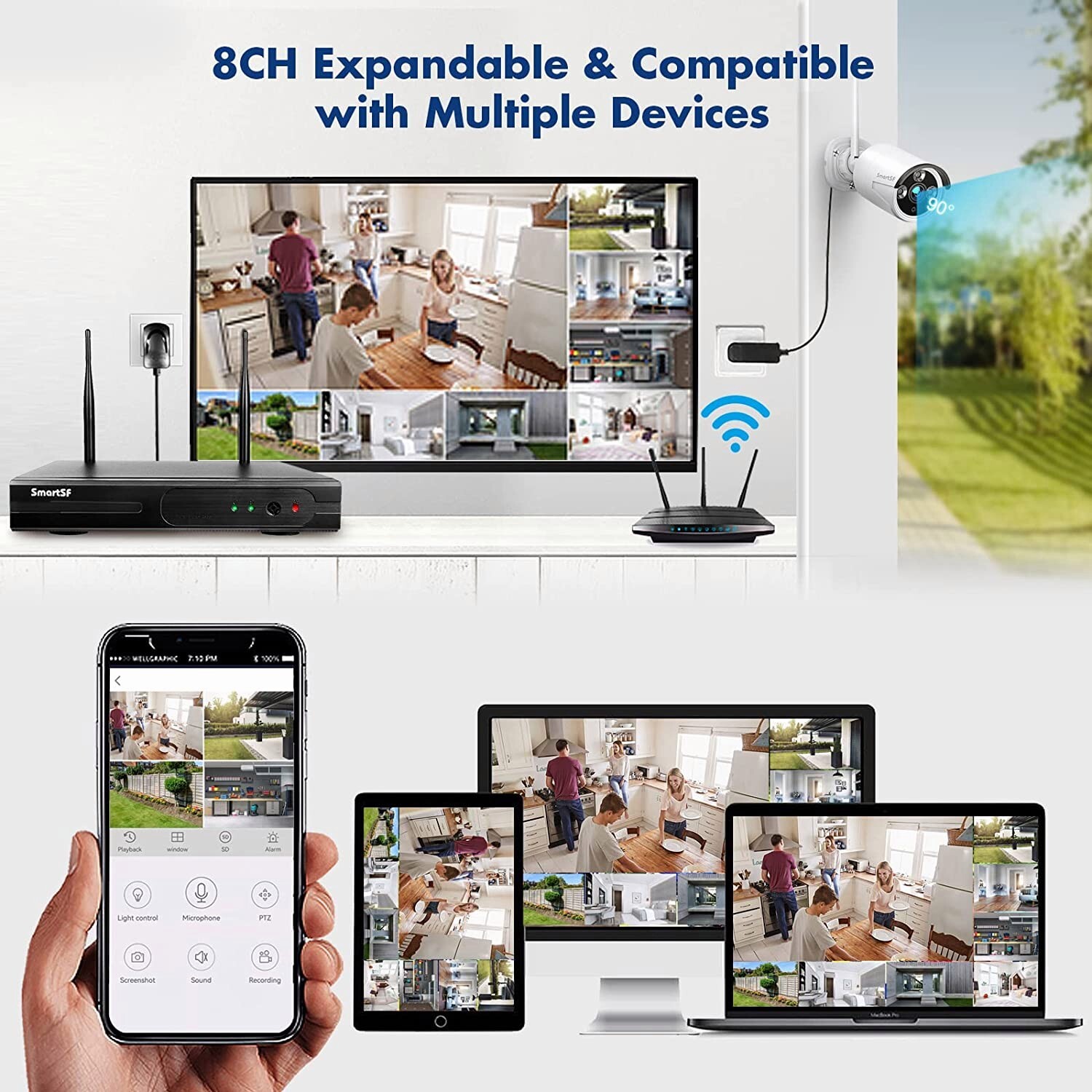 Wireless Security Camera System Outdoor Home 3MP 8CH With 1TB Hard Drive WiFi HD