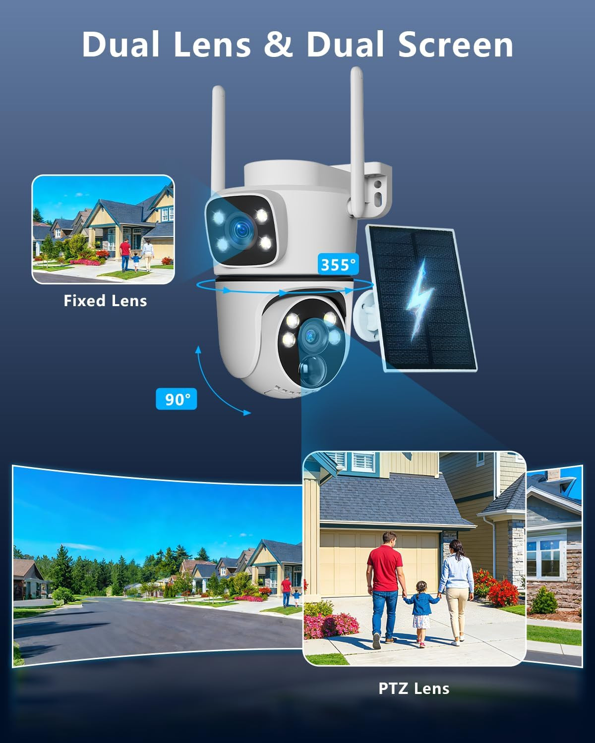 Solar Wireless Outdoor Security Camera Wi-Fi Cameras Home Security Camera
