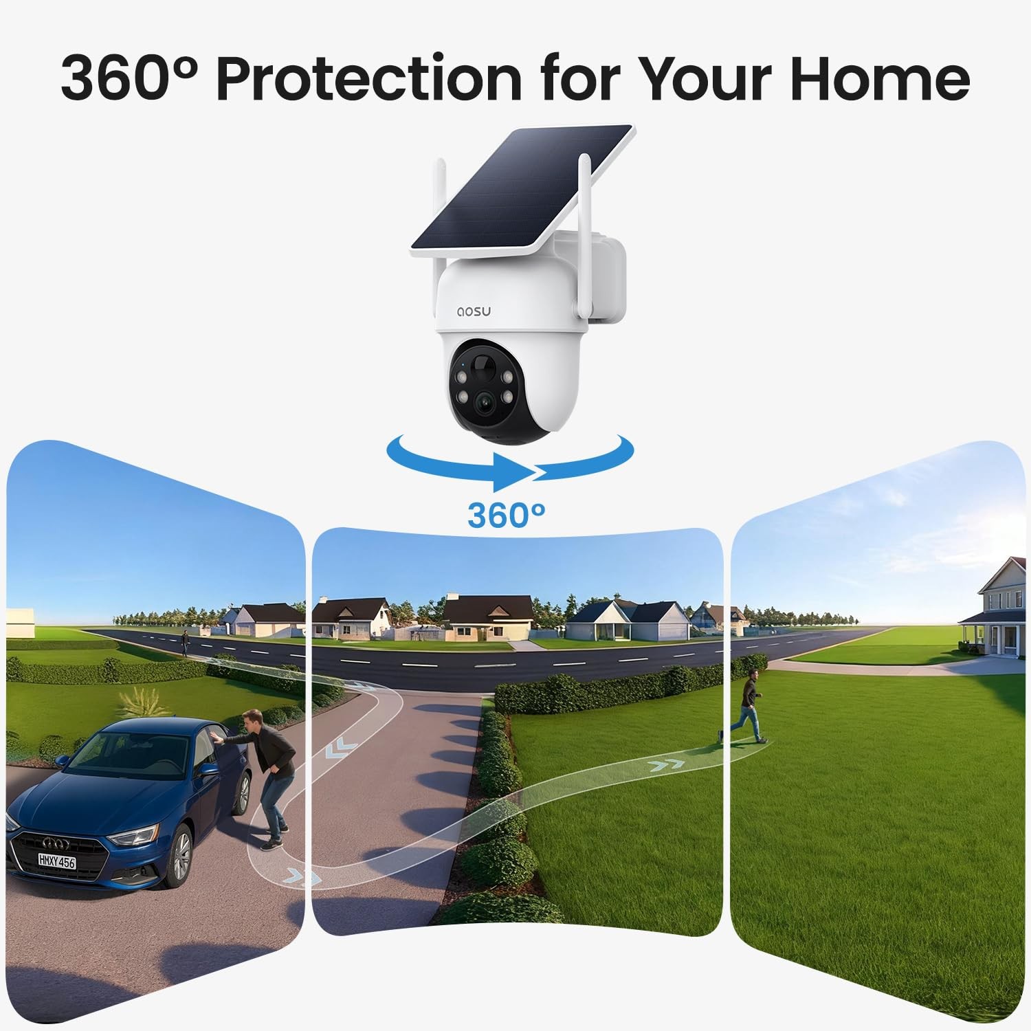 aosu D1 Classic 2-Cam Kit, Security Cameras Wireless Outdoor, Solar Powered