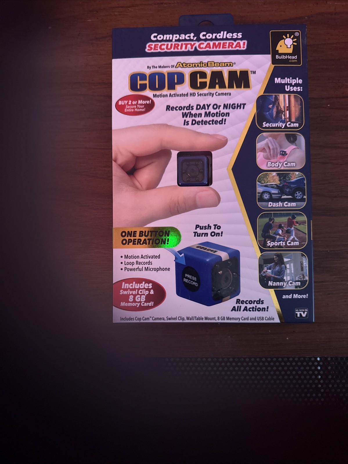 Cop Cam Compact, Cordless Security Camera Brand New Motion Activated HD 8GB Card