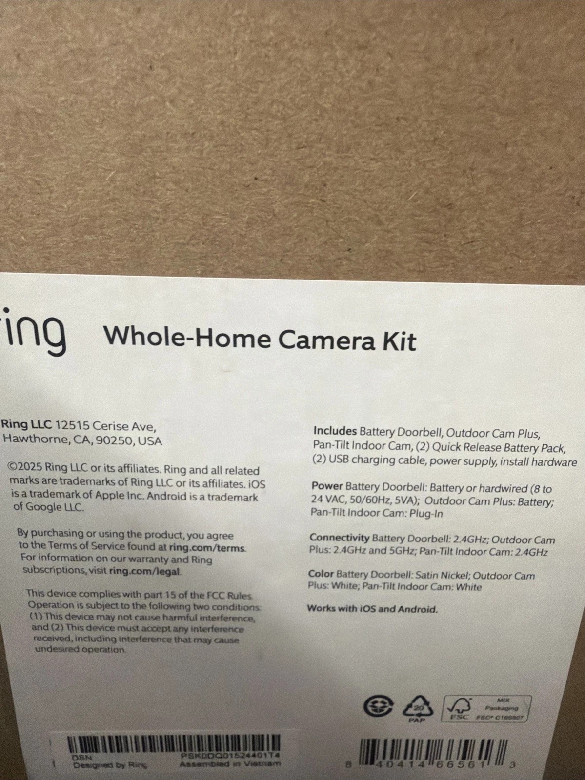 Ring Whole Home Camera Kit Battery Doorbell Outdoor Cam Plus & Indoor Cam – NEW
