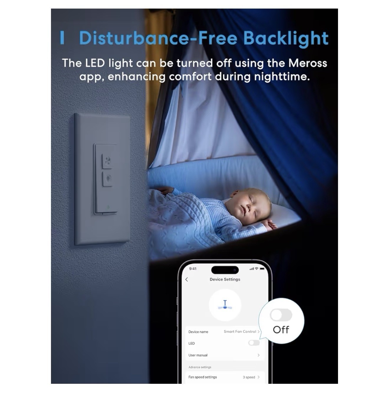 Meross Smart Wi-Fi Fan Control & Dimmer Switch MFC100, 2 Pack (Open Box, New)