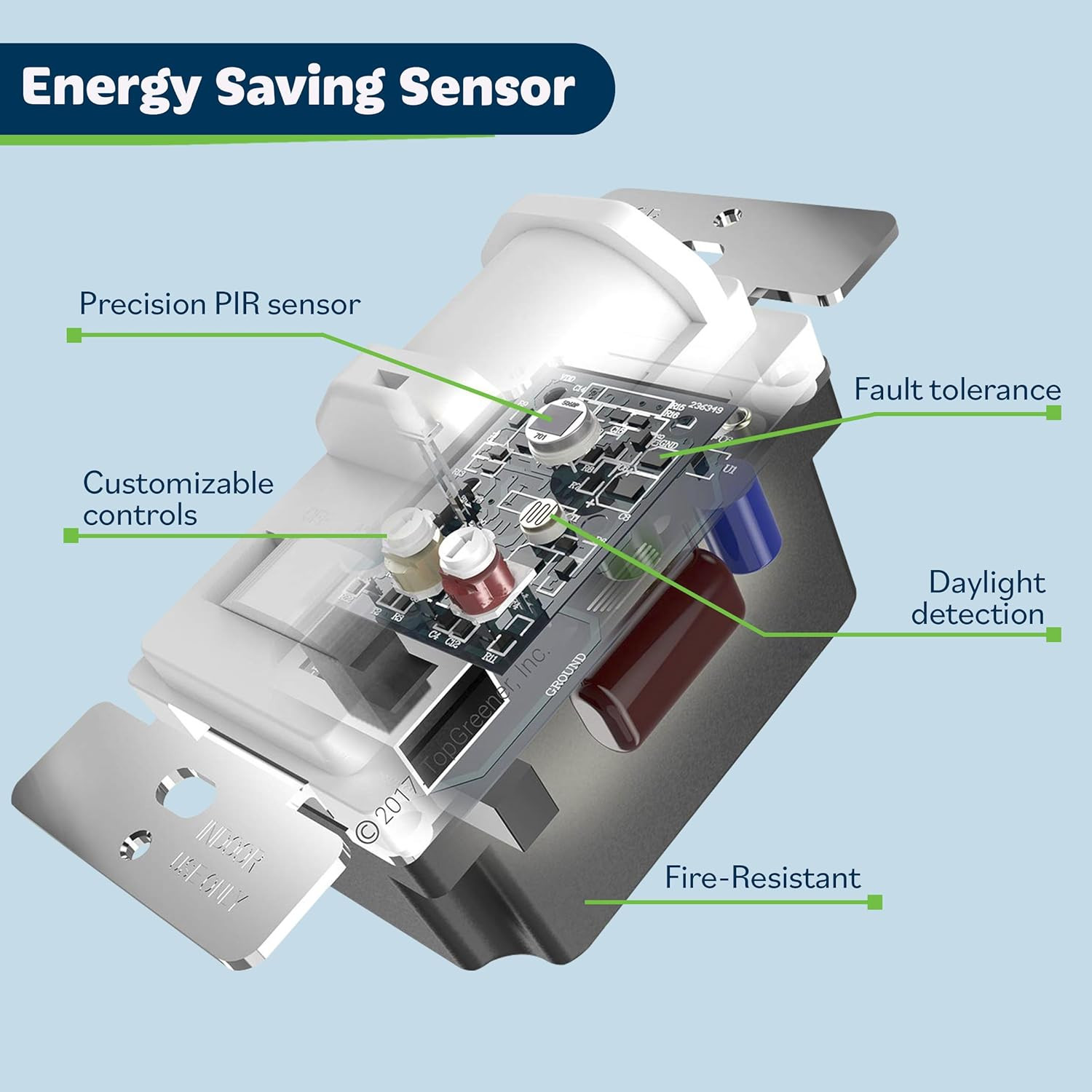 In-Wall PIR Motion Sensor Light Switch, Single Pole Occupancy Sensor