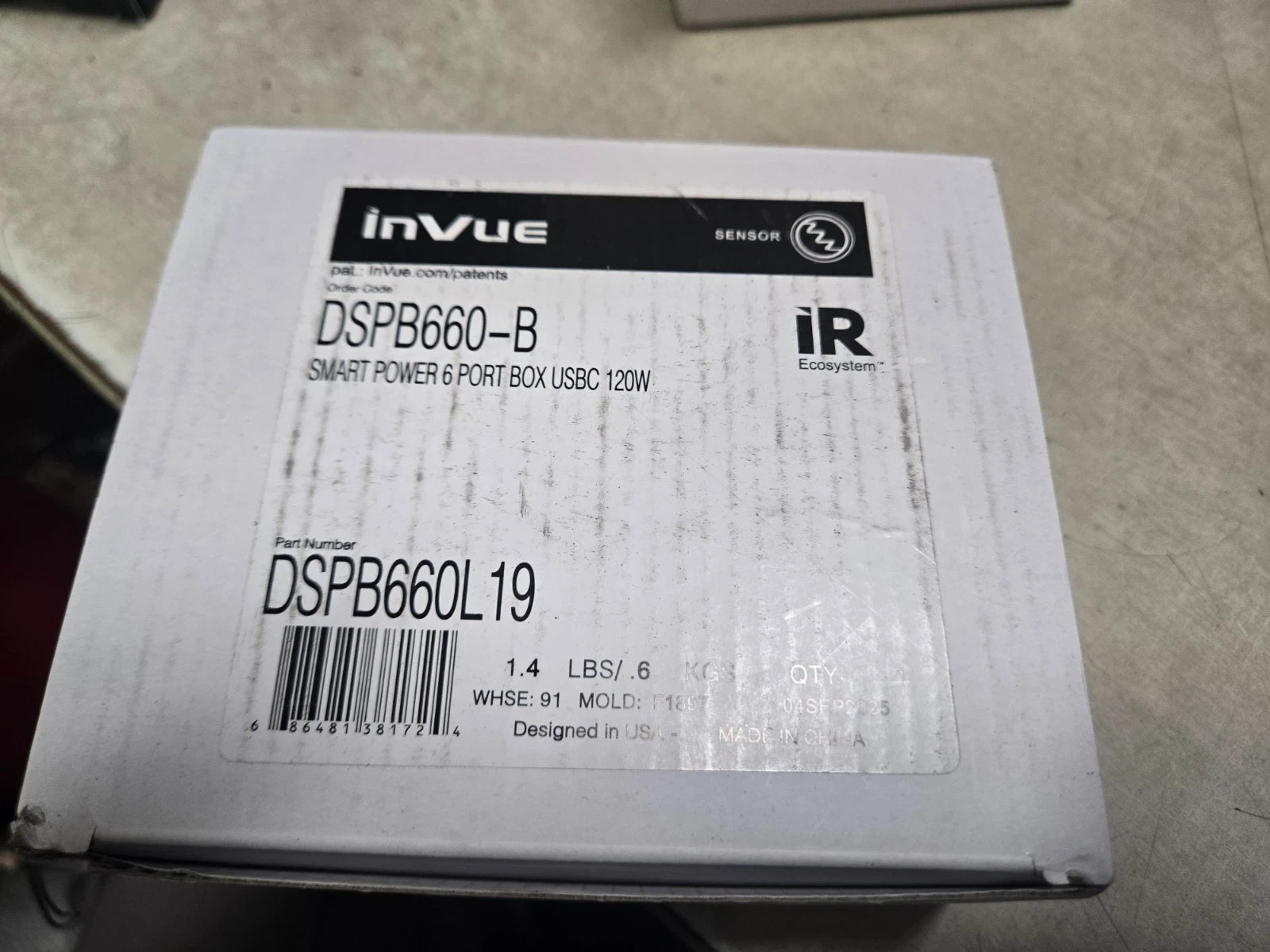 NEW Invue Smart Power 6 Port Box USB-C 120W / DSPBB660-B FREE SHIPPING