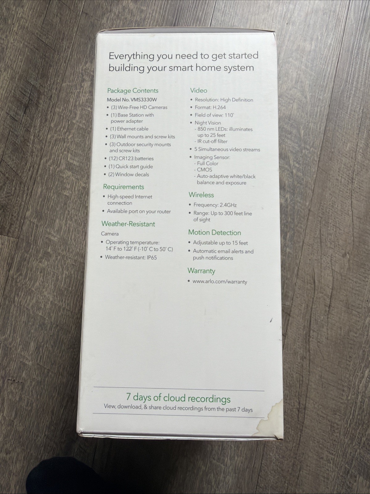 NEW Arlo VMS3330W Security System with 3 HD Cameras – White