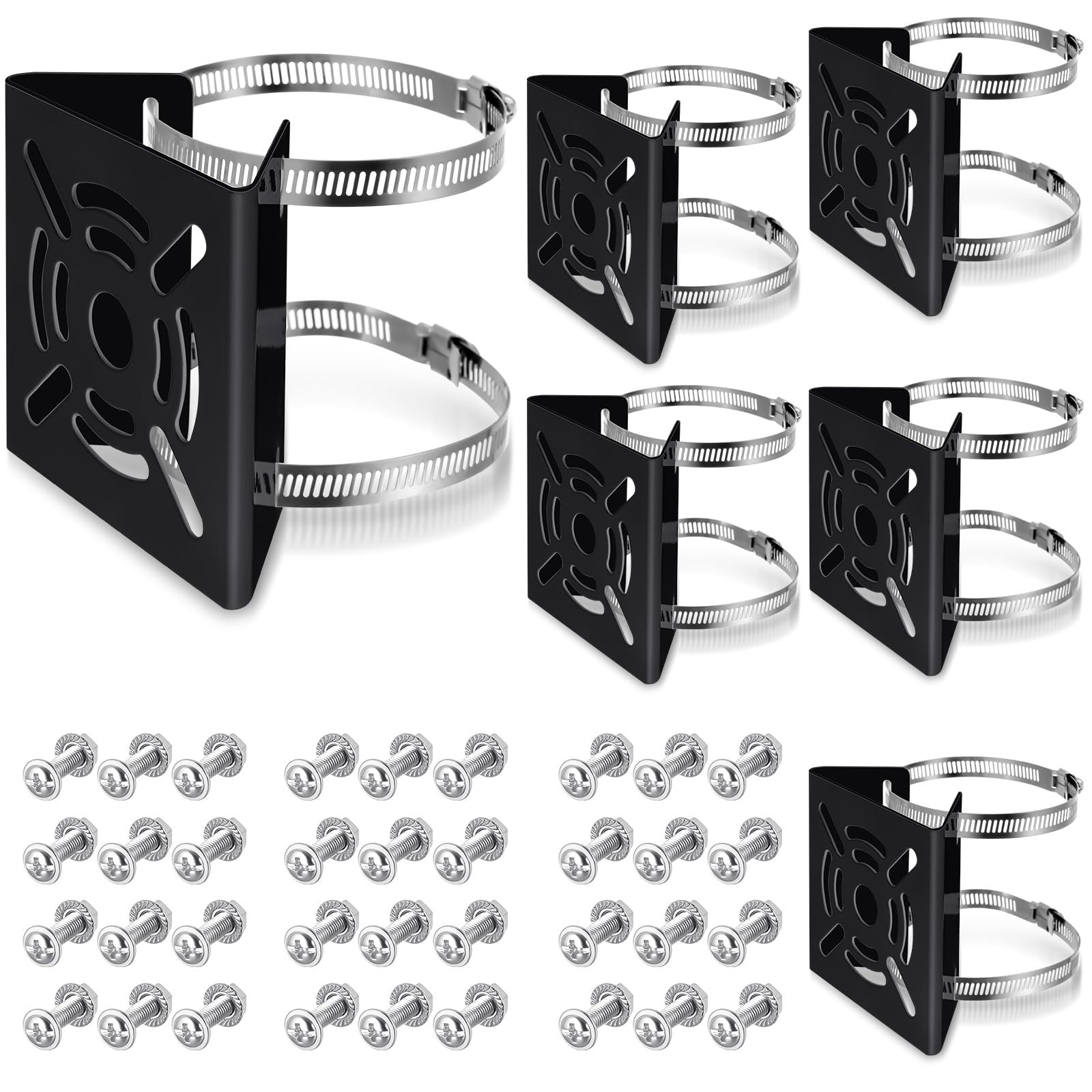 MorningRo 6 Pcs Universal Vertical Pole 4.64 x 4.37 x 2.12 inches, Black