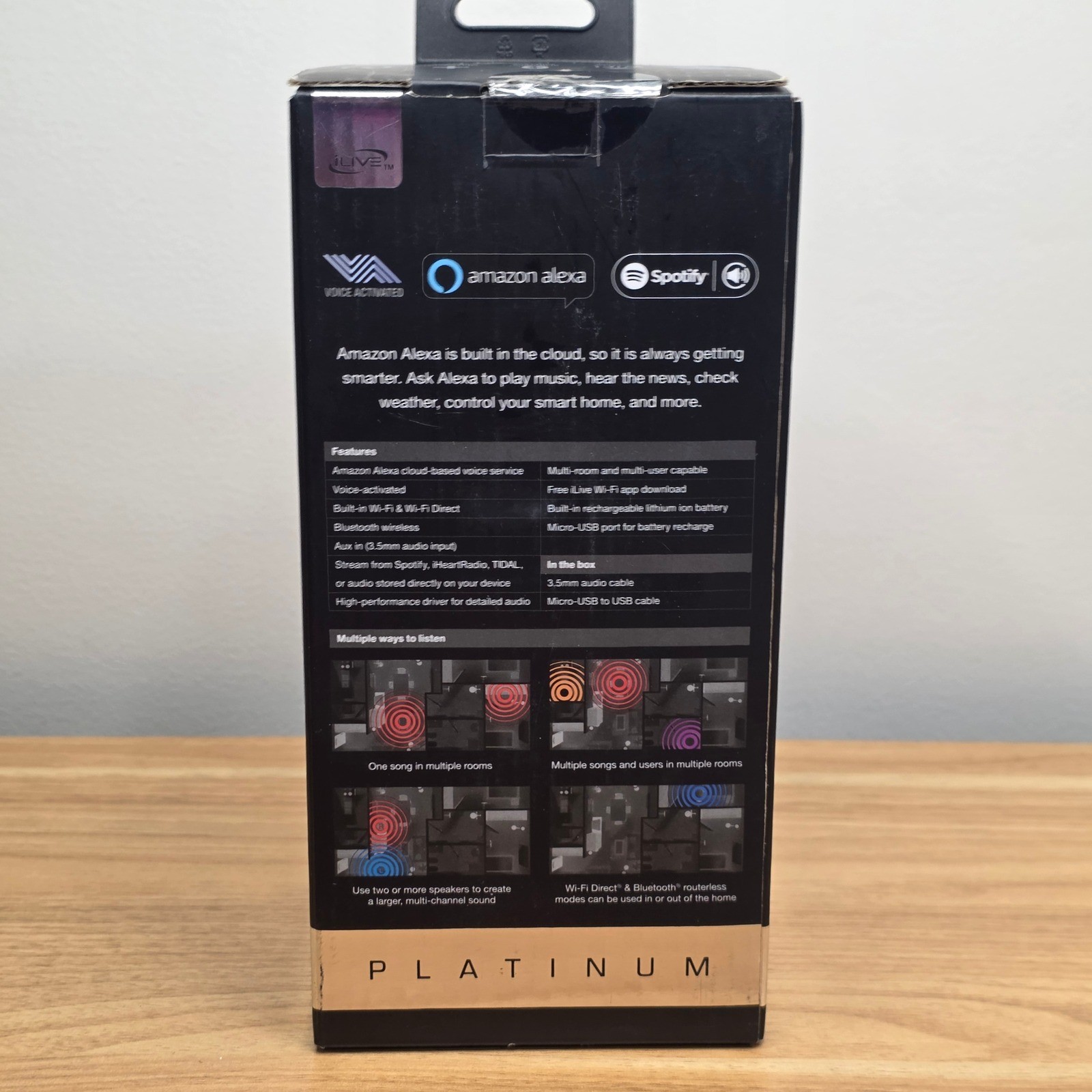 iLive Platinum Concierge Wireless Speaker Amazon Alexa Wi-Fi Bluetooth ISV567B