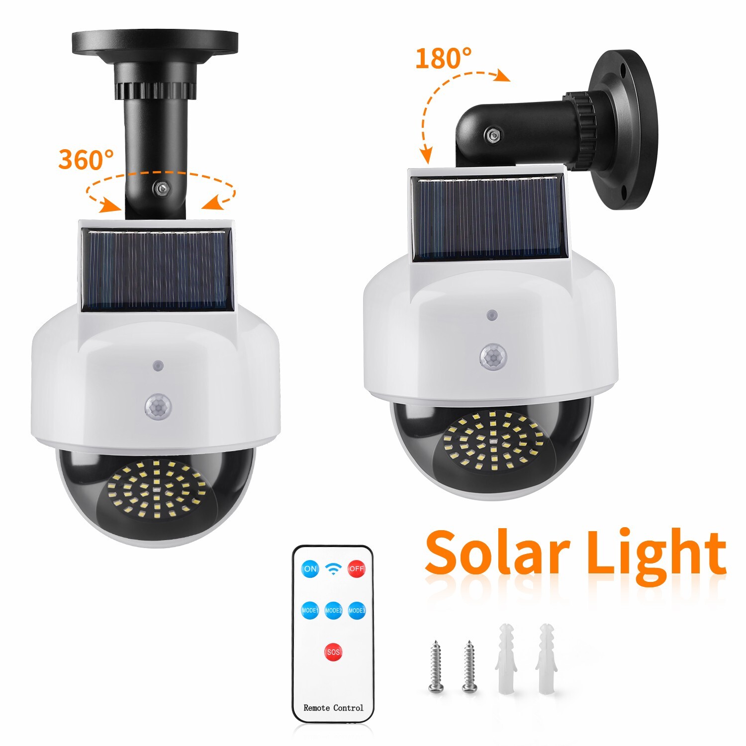 Solar Dummy Security Camera Fake 40 LED Wall Light Motion Sensor Flood Lamp