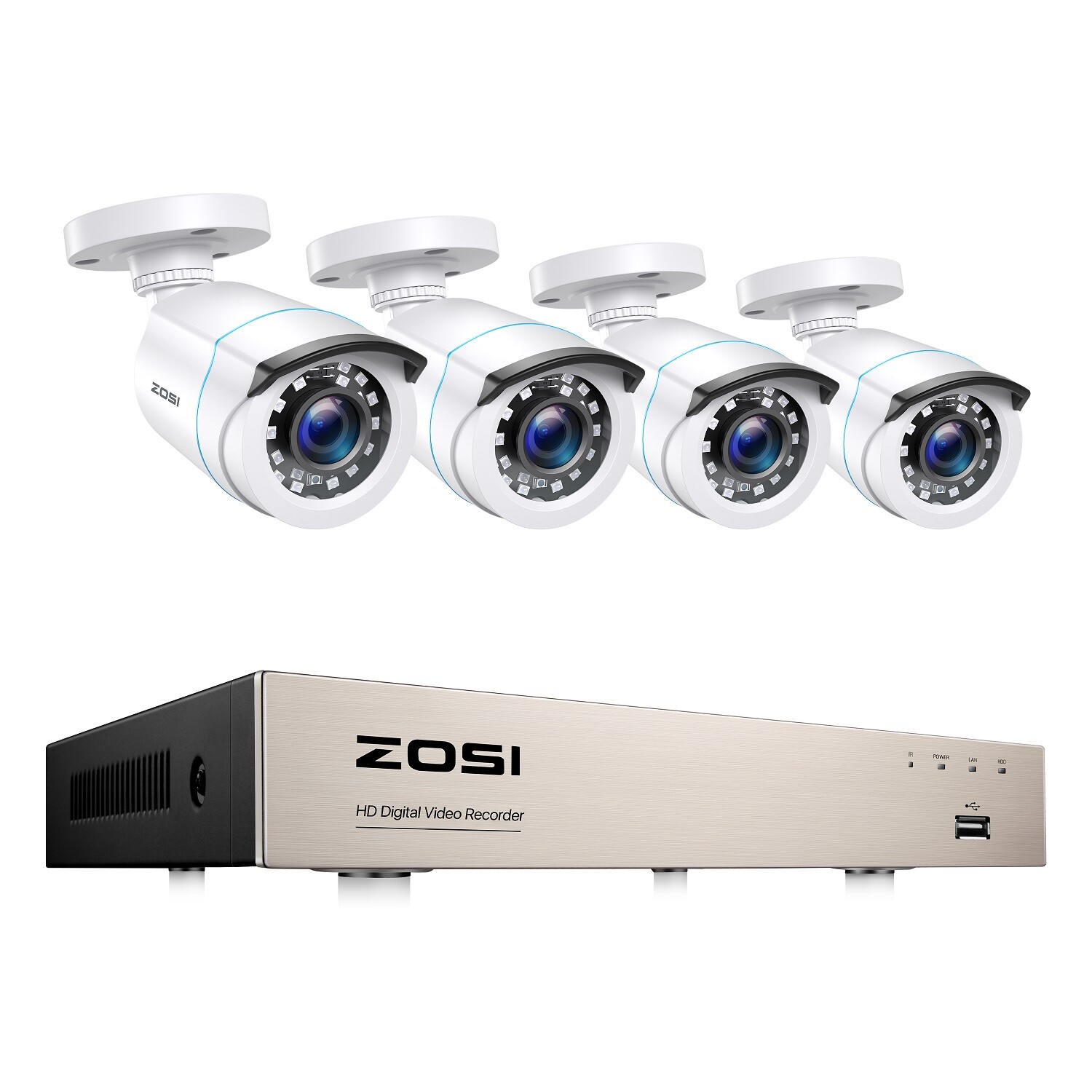 ZOSI H.265+8CH 5MP Lite DVR Security Camera System 1080P Home IR Night CCTV IP66