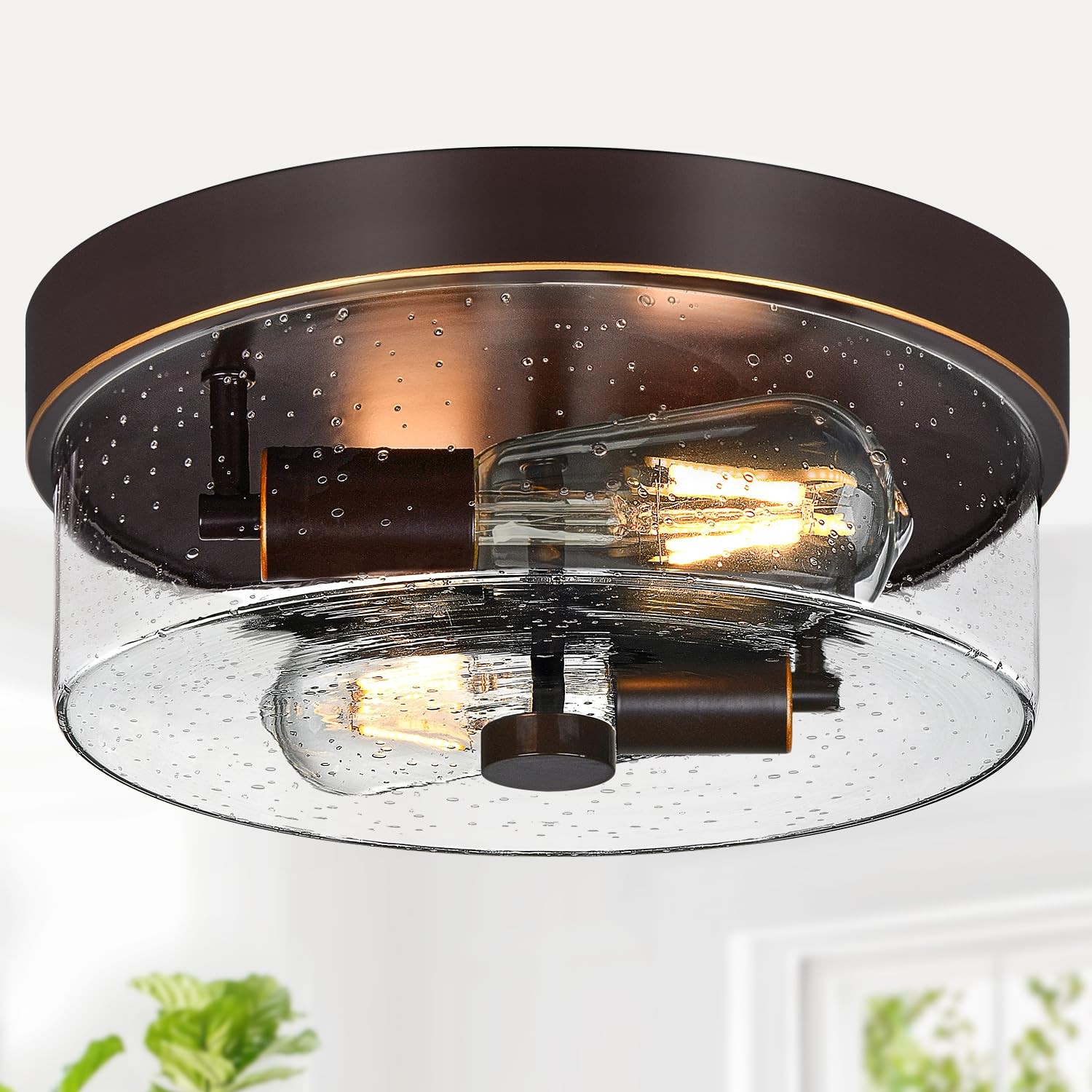 Flush Mount Ceiling Light Fixtures, 2-Light Oil Rubbed Oil-Rubbed Bronze