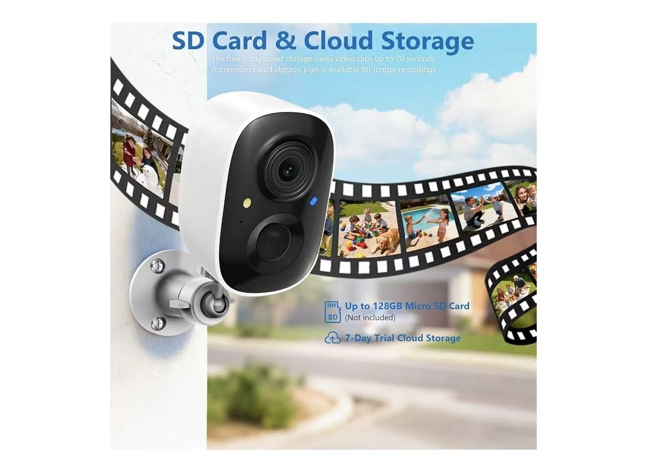 2PCS 1080P Wireless Security Camera 2K WiFi Solar Battery Power Camera Outdoor