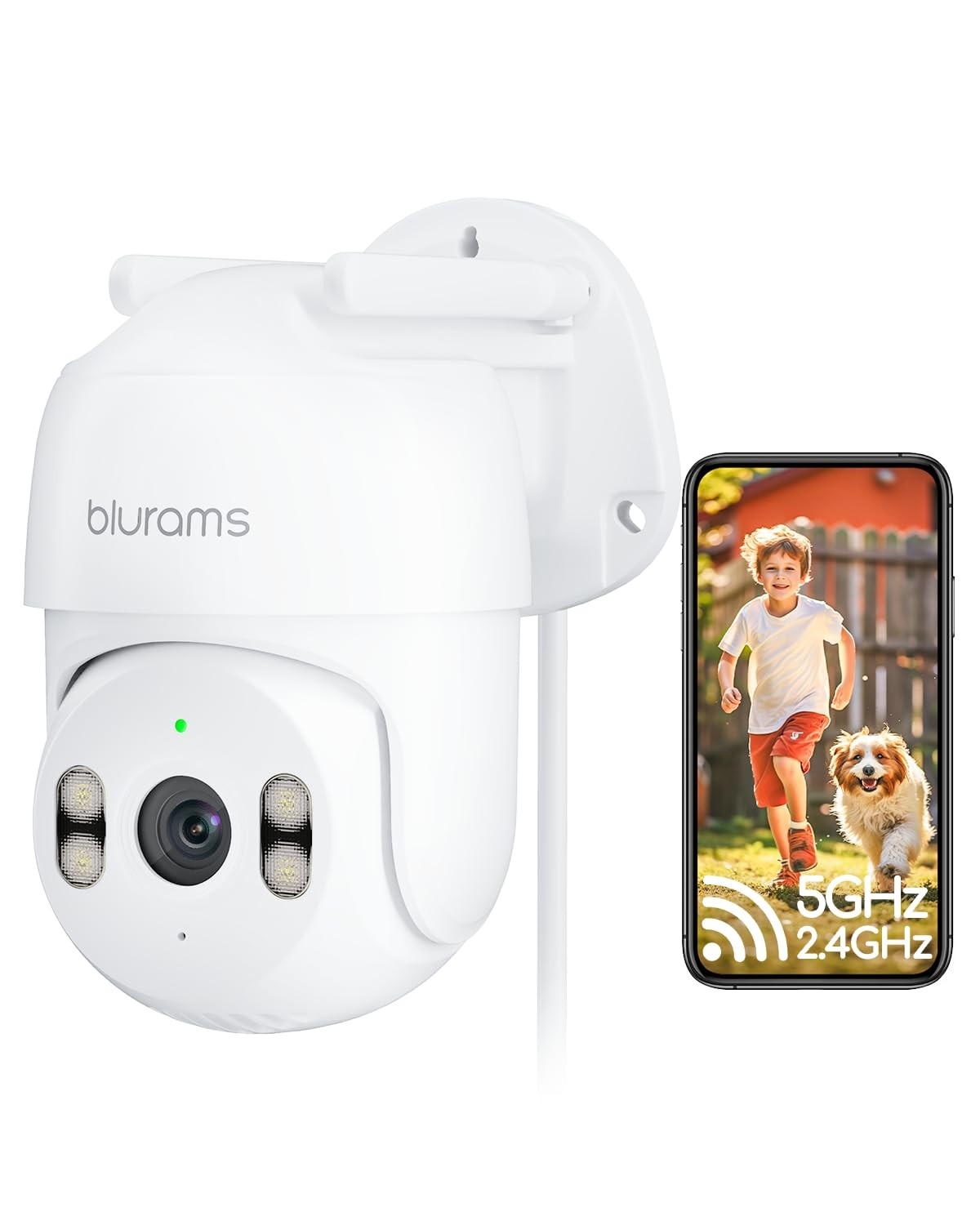 blurams 2K Outdoor Camera Wired, 5GHz/2.4GHz Wi-Fi Cameras for Home White