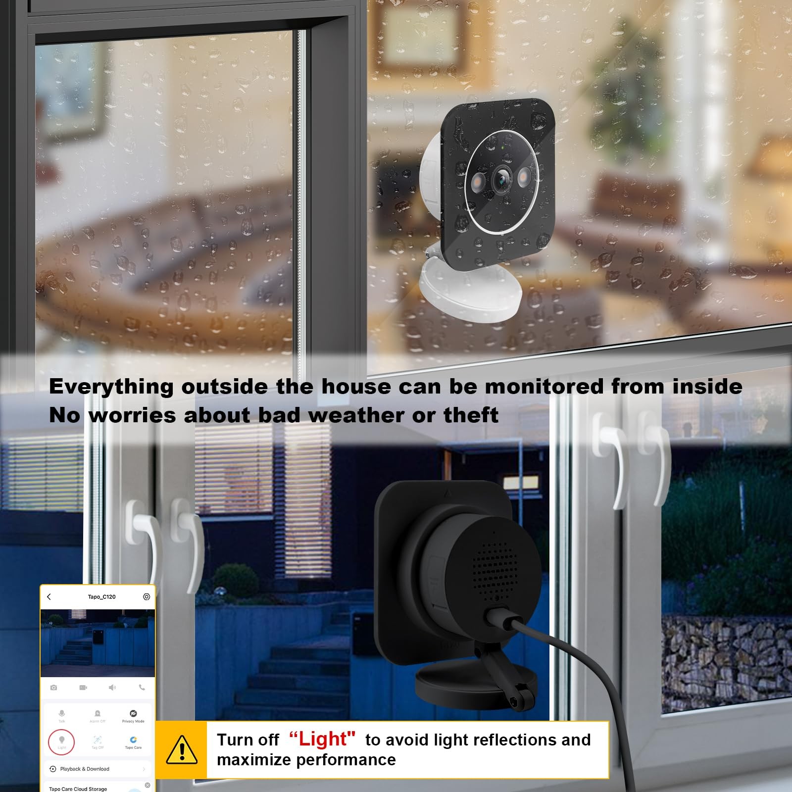 Security Camera Window Mount 2 Pack No Drill for Tapo C120 C121 – Strong