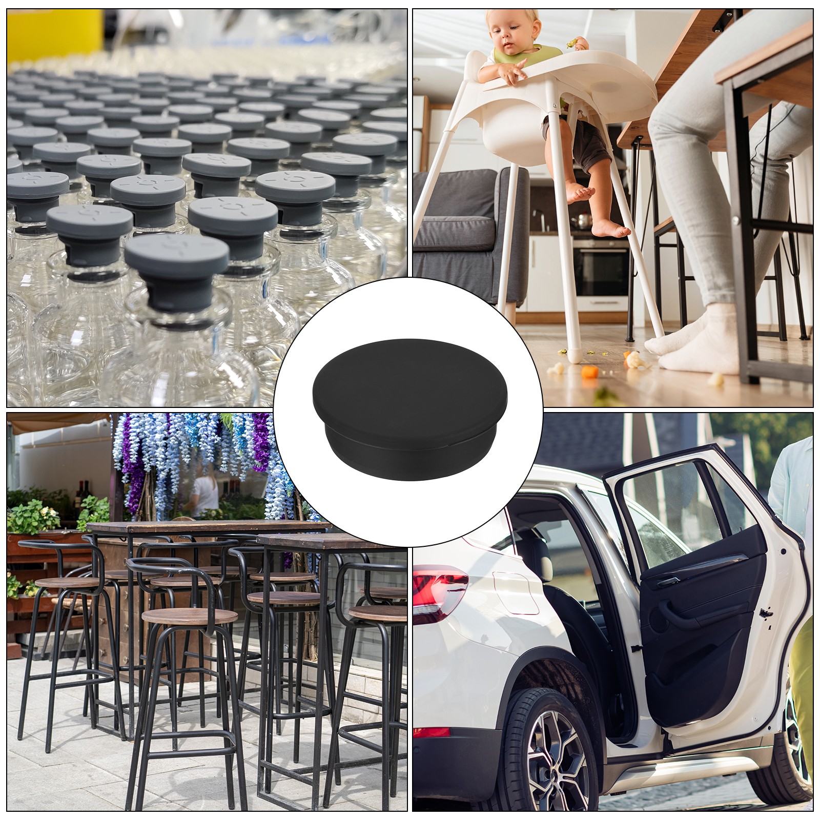 High Temp Silicone Plug t Shaped Solid Stopper Black 62x4x16x45mm 2Pcs