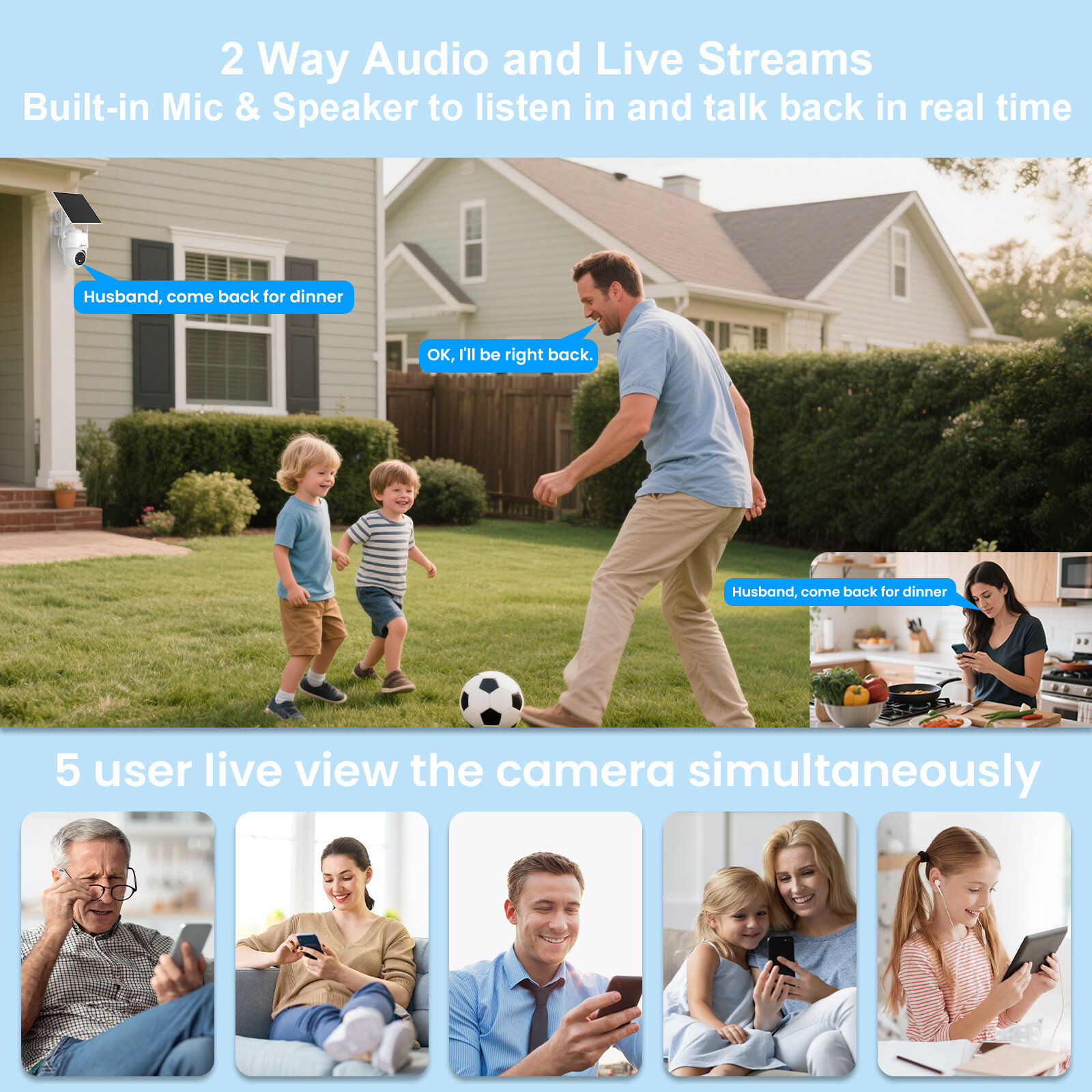 4G LTE Security Camera 3MP No WIFI 360° Pan-Tilt With 32G SD Card Solar Powered