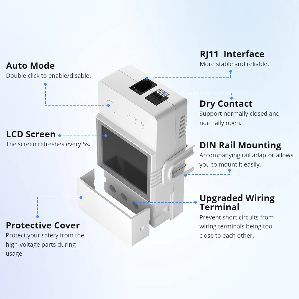 20A Wifi Smart Temperature and Humidity Monitoring Switch THS01 DS18b20 Sensor